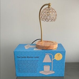 Gold and Wood Candle Warmer Lamp